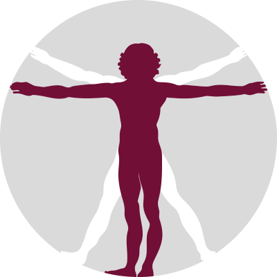 Icon mit einem skizzierten Vitruvian Man von Leonardo da Vinci als Symbol für die Osteopathie